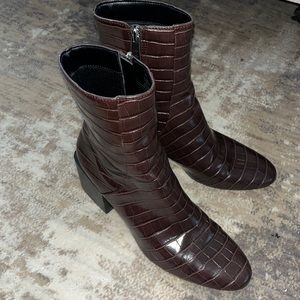 Zara Plum Faux Crocodile Bootie